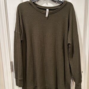Olive Green Waffle Knit Sweater